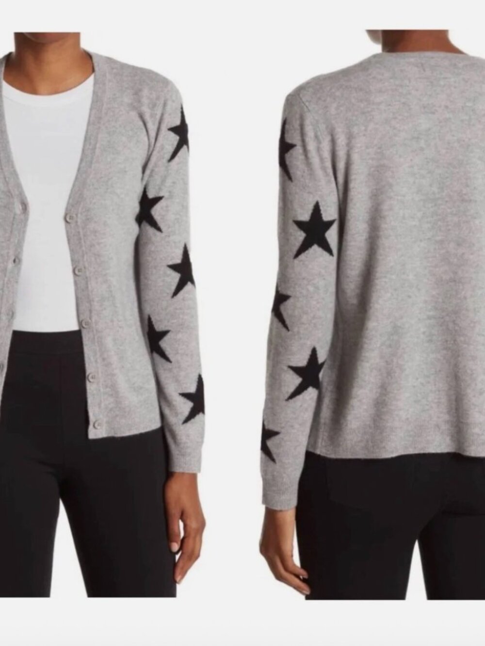 MAGASCHONI Cashmere Button Front Cardigan Star Print